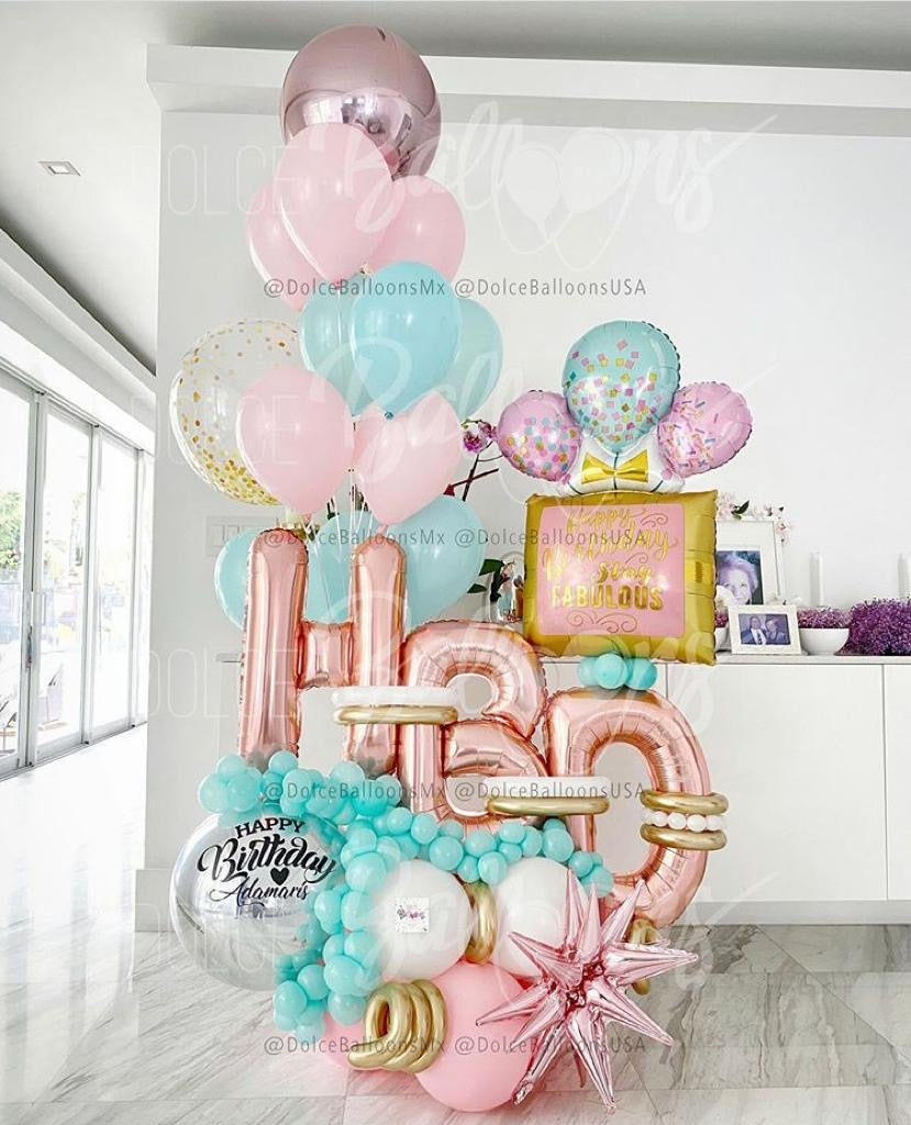 Bouquet HBD Mediano Rosa – Dolce Balloons Mx